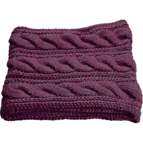 (Twist Purple Red Grape) Womens Thick Ribbed Knit Winter Infinity Circle Loop Scarf Premium 2