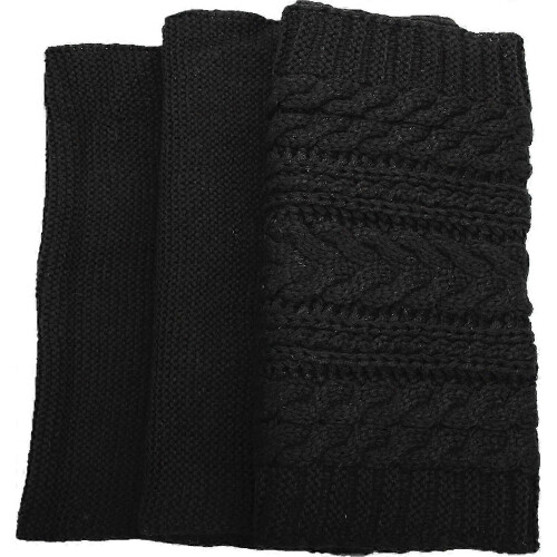 (Crochet Black) Womens Thick Ribbed Knit Winter Infinity Circle Loop Scarf Premium 1