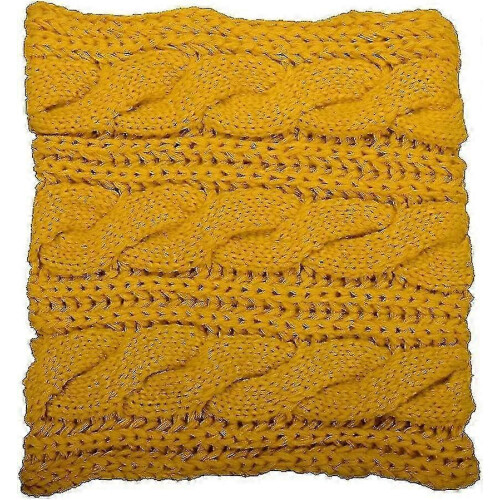 (Twist Mustard) Womens Thick Ribbed Knit Winter Infinity Circle Loop Scarf Premium 2