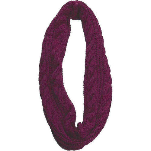 (Twist Purple Red Grape) Womens Thick Ribbed Knit Winter Infinity Circle Loop Scarf Premium 1