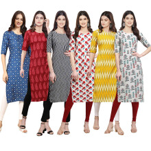 (M, Multi1348) Pinkmint Women' Crepe Digital Print Straight Kurta