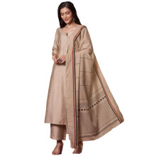 (5XL, Beige) ANNI DESIGNER Women' Rayon Viscose Solid Straight Kurta with Pant & Dupatta