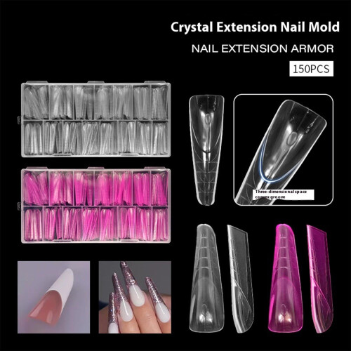 Clear Reusable Dual Nail Forms with Size Scale for Acrylic and Poly Gel Extensions 1