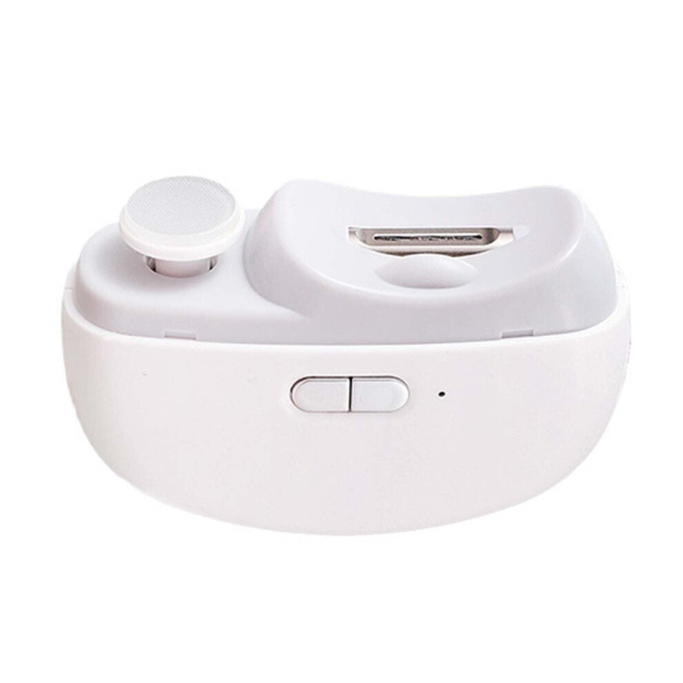 White Electric Nail Clipper With Automatic File, 2In1 Rechargeable Trimmer For Seniors, Low Noise