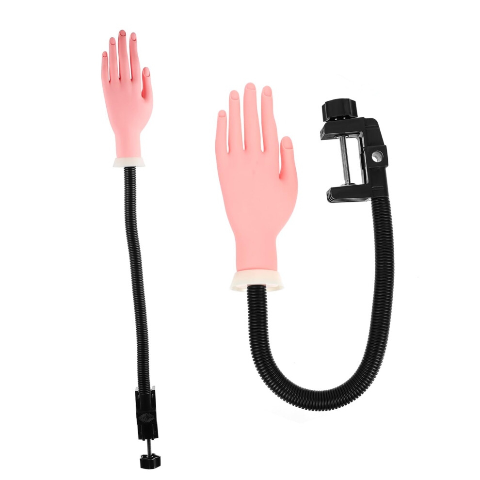 Nail Practice Hand with Stable Clamp and Flexible Fingers for Manicure Training and Nail Art Practice