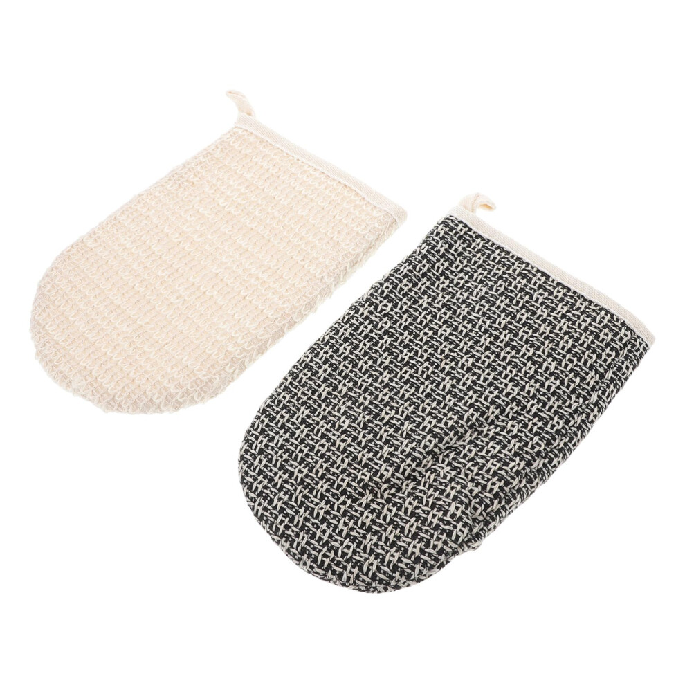 2 Pcs Exfoliating Bath Gloves DualSided Natural Sisal Body Scrubber Mitts for Men and Women