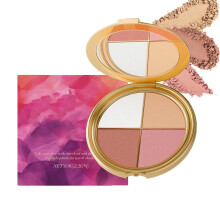 4 in 1 Eyeshadow and Highlighter Palette with Brush, Longwearing Shimmer Glow Contour Kit for Women