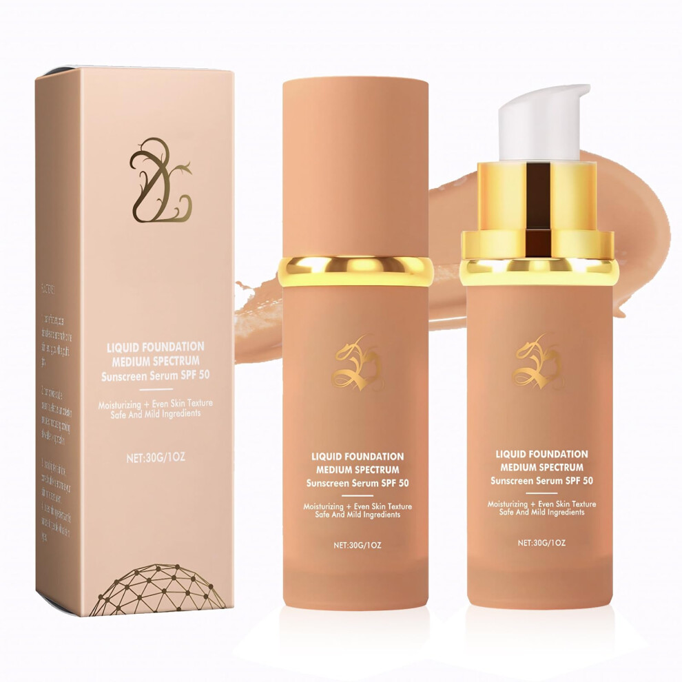2 Pcs Color Changing Foundation for Mature Skin, Waterproof 4in1 Concealer with SPF Hydration