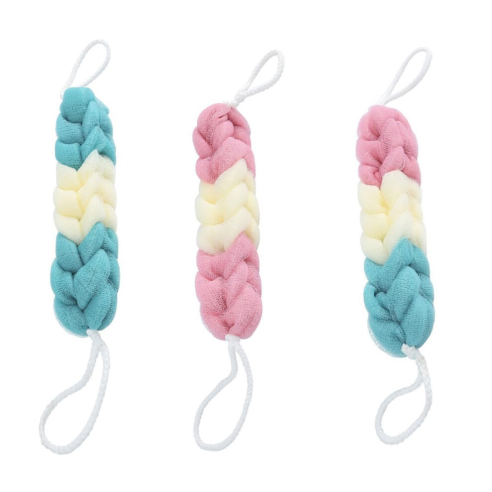 Exfoliating Bath Towel Set with Long Back Scrubber for Shower and Dead Skin Removal, 3pcs Random Color