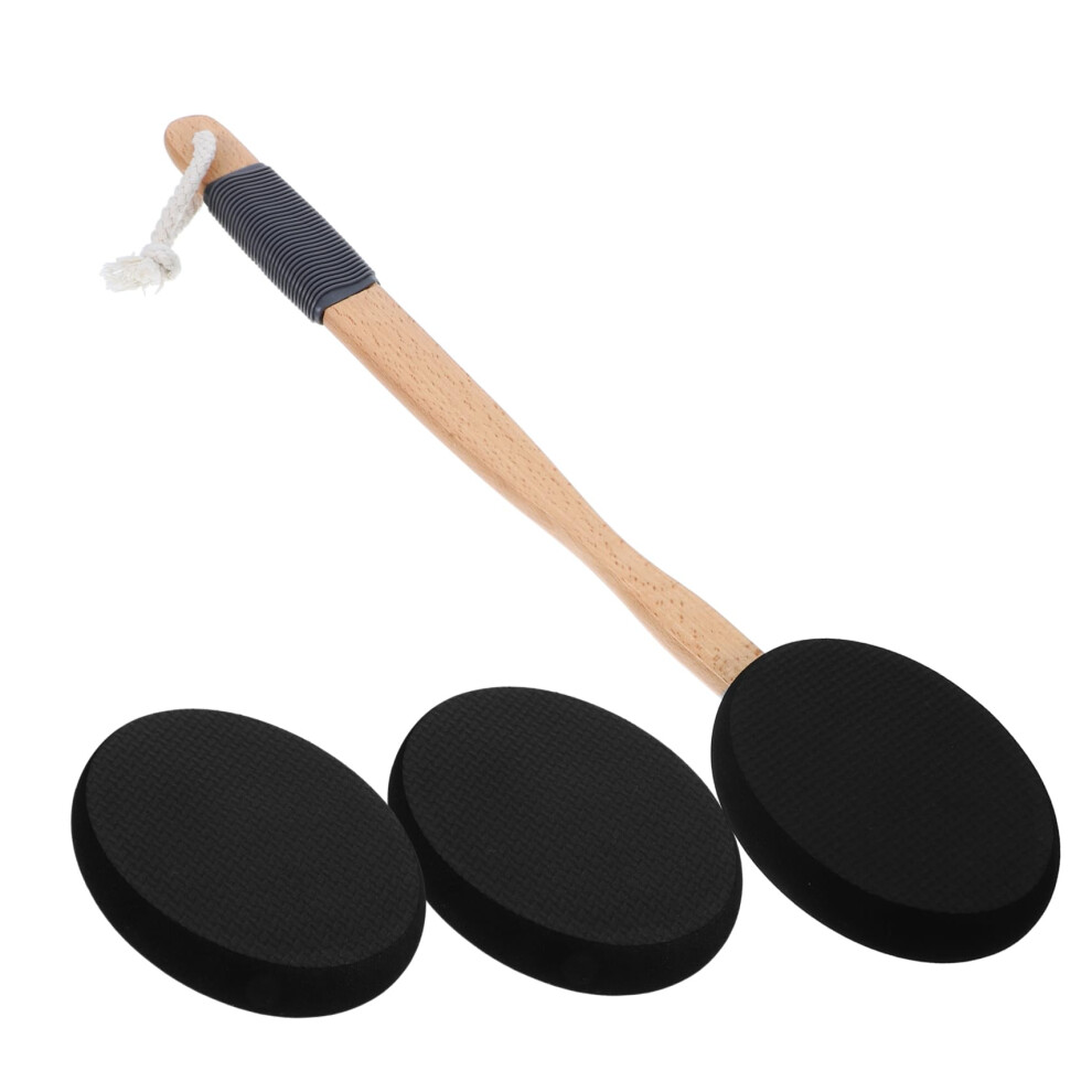 Electric Bath Brush with Long Handle, AntiSlip Grip and Replacement Facial Cleansing Brush Heads