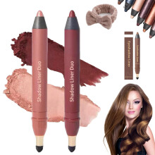 2 in 1 Eyeliner and Eyeshadow Stick with Blender, Waterproof Smudge Proof Long Lasting Duo