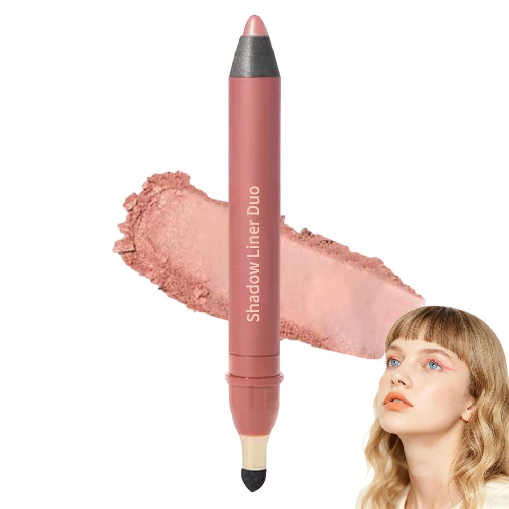 2in1 Eyeliner and Eyeshadow Stick with BuiltIn Blending Brush, Waterproof SmudgeProof (01)