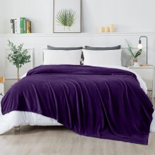 (Purple Fleece, Super King) Faux Fur Fleece Blanket Large Sofa Bed Warm Throw