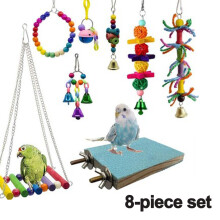 Fuglelegetøj, farverig hængekøjegynge og letmonteret burtilbehør, til conures og turtelduer, multifunktionel leg understøtter mental og fysisk