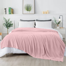 (Pink Fleece , Super King) Faux Fur Fleece Blanket Large Sofa Bed Warm Throw