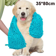 Toalha para cães em microfibra resistente, com textura tipo "macarrão", secagem rápida, superabsorvente, macia e confortável, com bolsos para