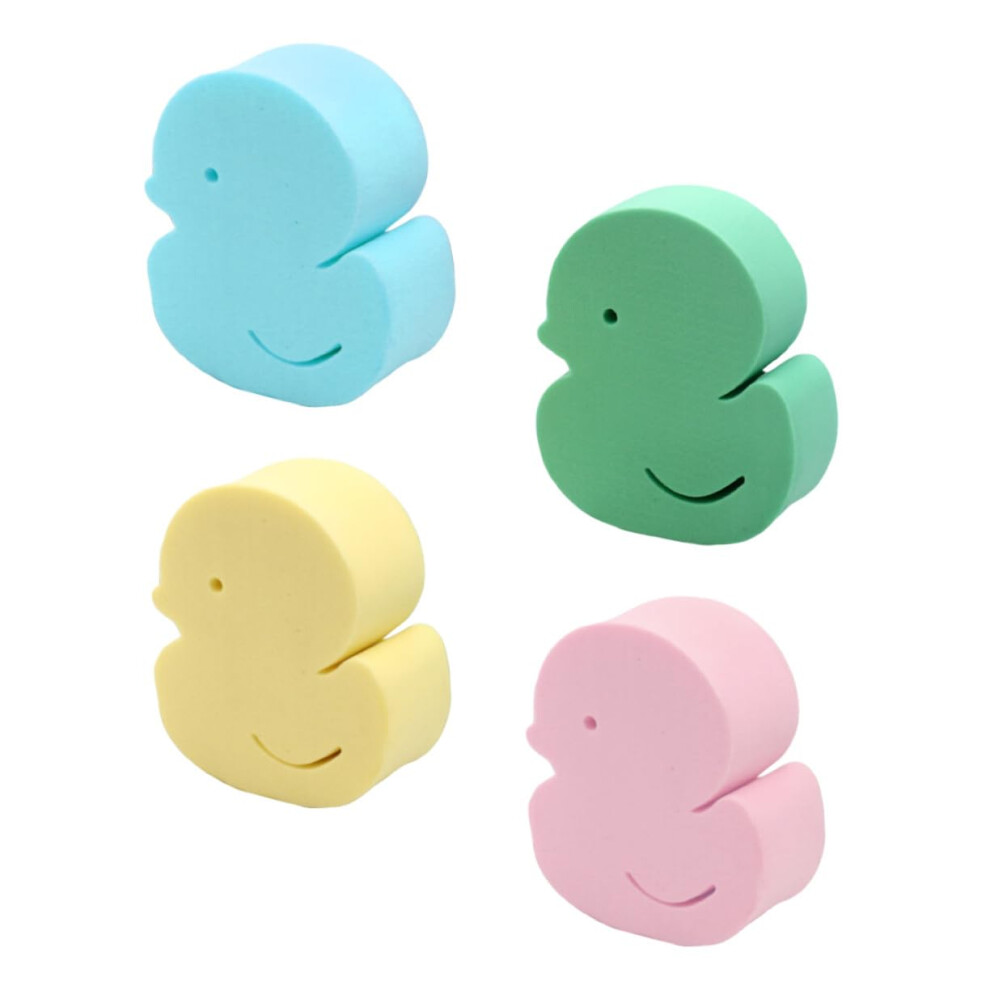 Baby Bath Sponge For Newborns, Soft Cartoon Duck Shower Sponge With Gentle Skin Exfoliation, 4Pcs Light