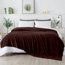 (Coffee Fleece, Super King) Faux Fur Fleece Blanket Large Sofa Bed Warm Throw