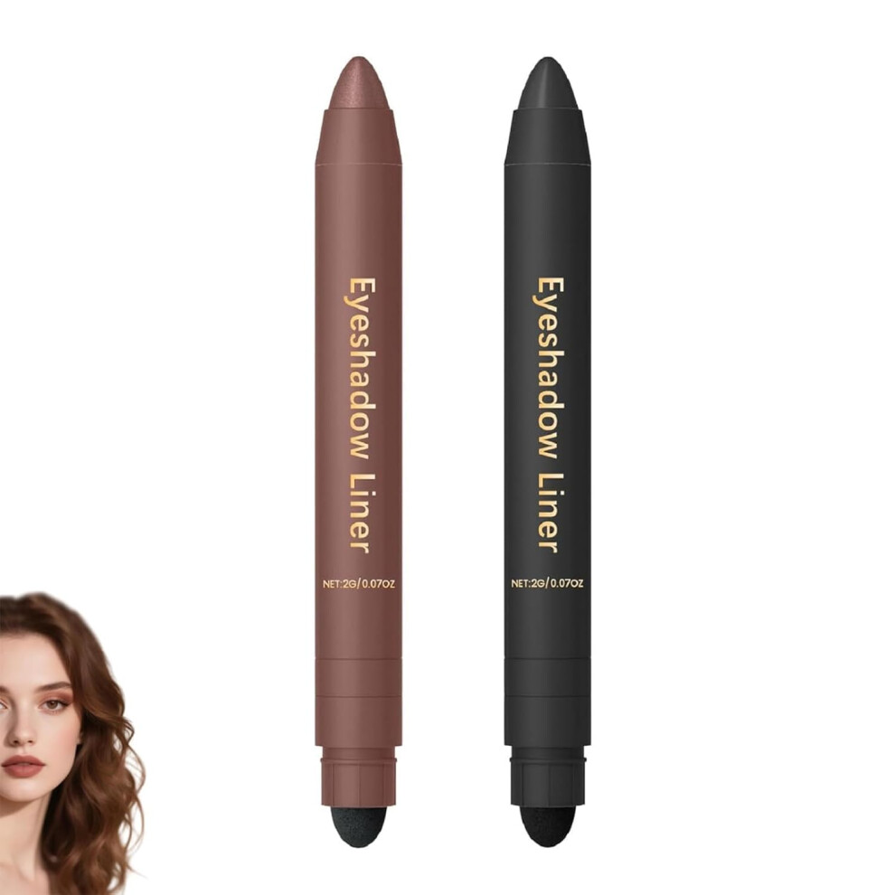 2 in 1 Eyeliner Eyeshadow Stick Waterproof Long Lasting with Sponge Blender Vibrant Color