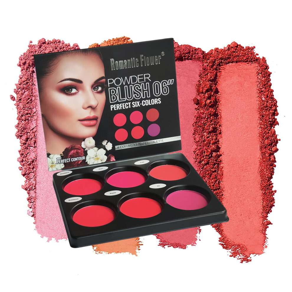 Six Color Matte Blush Palette Waterproof Longlasting Finish with Brush for TravelFriendly Makeup