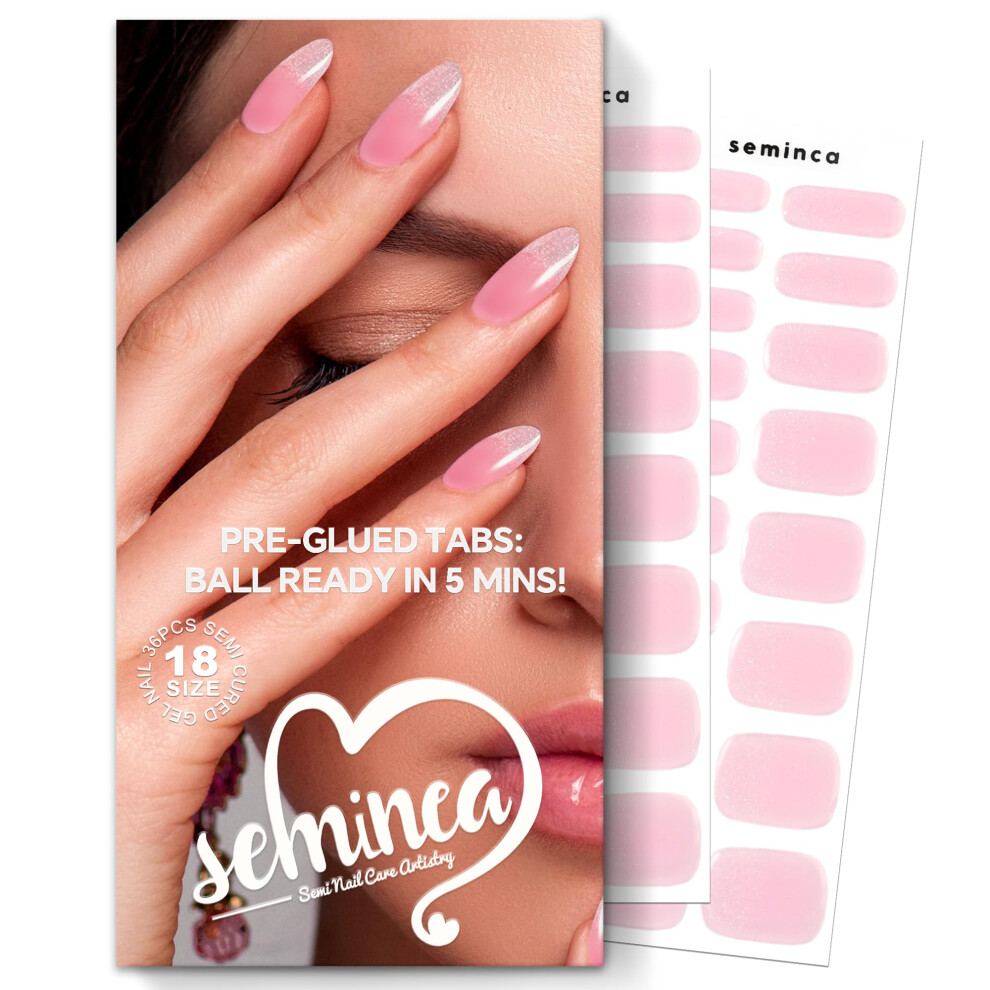 Pink Gradient Semi Cured Gel Nail Strips With Salon Gloss Finish, Long Lasting Uv Led Cure