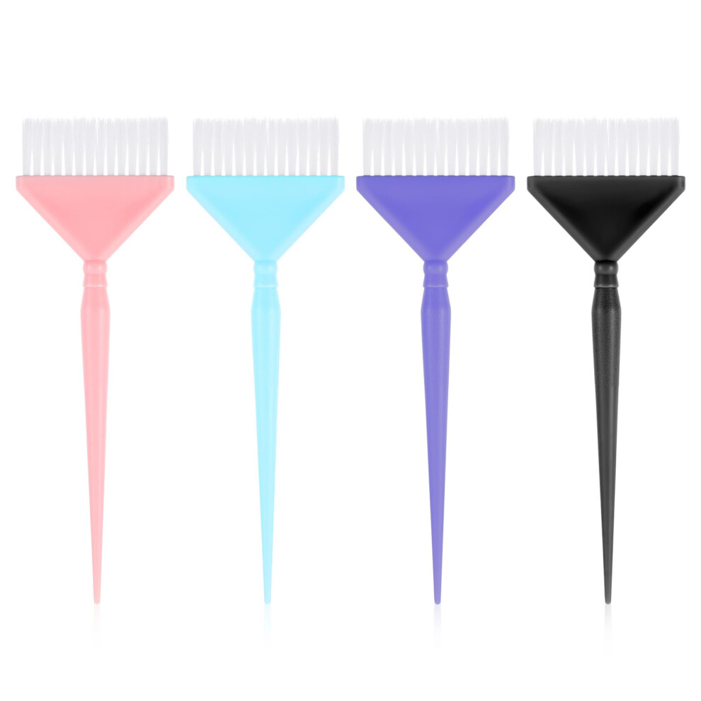 Professional Hair Dye Brush Set with Feathered Nylon Bristles, Ergonomic Grip, 4 Colors for Salon and Home