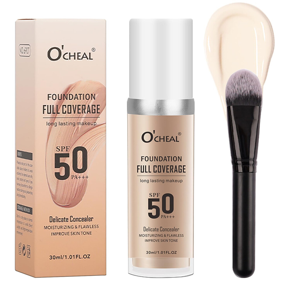 Ivory Waterproof Color Changing Liquid Foundation Medium Coverage Matte Finish With Brush 30Ml
