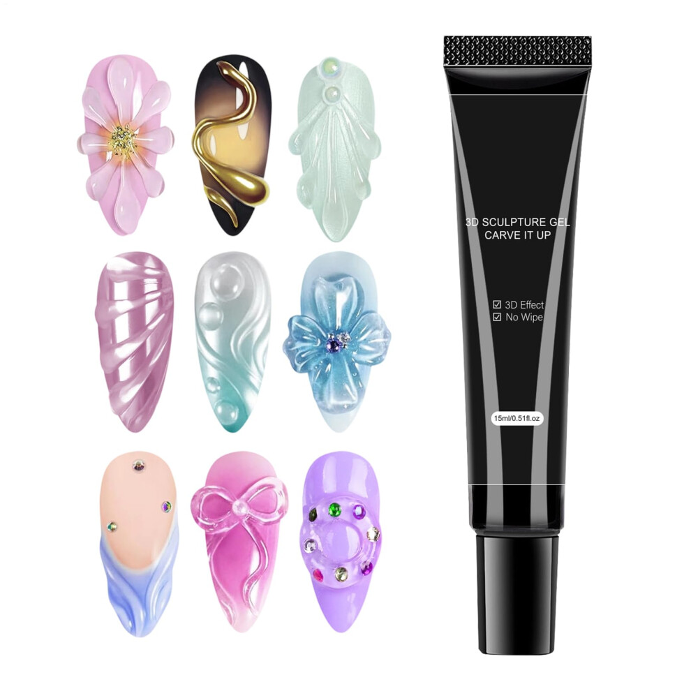 3D Nail Art Gel with Long Lasting Shape Hold, Beginner Friendly Sculpting Gel for Salon and Home Use