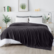 (Grey Fleece, Super King) Faux Fur Fleece Blanket Large Sofa Bed Warm Throw