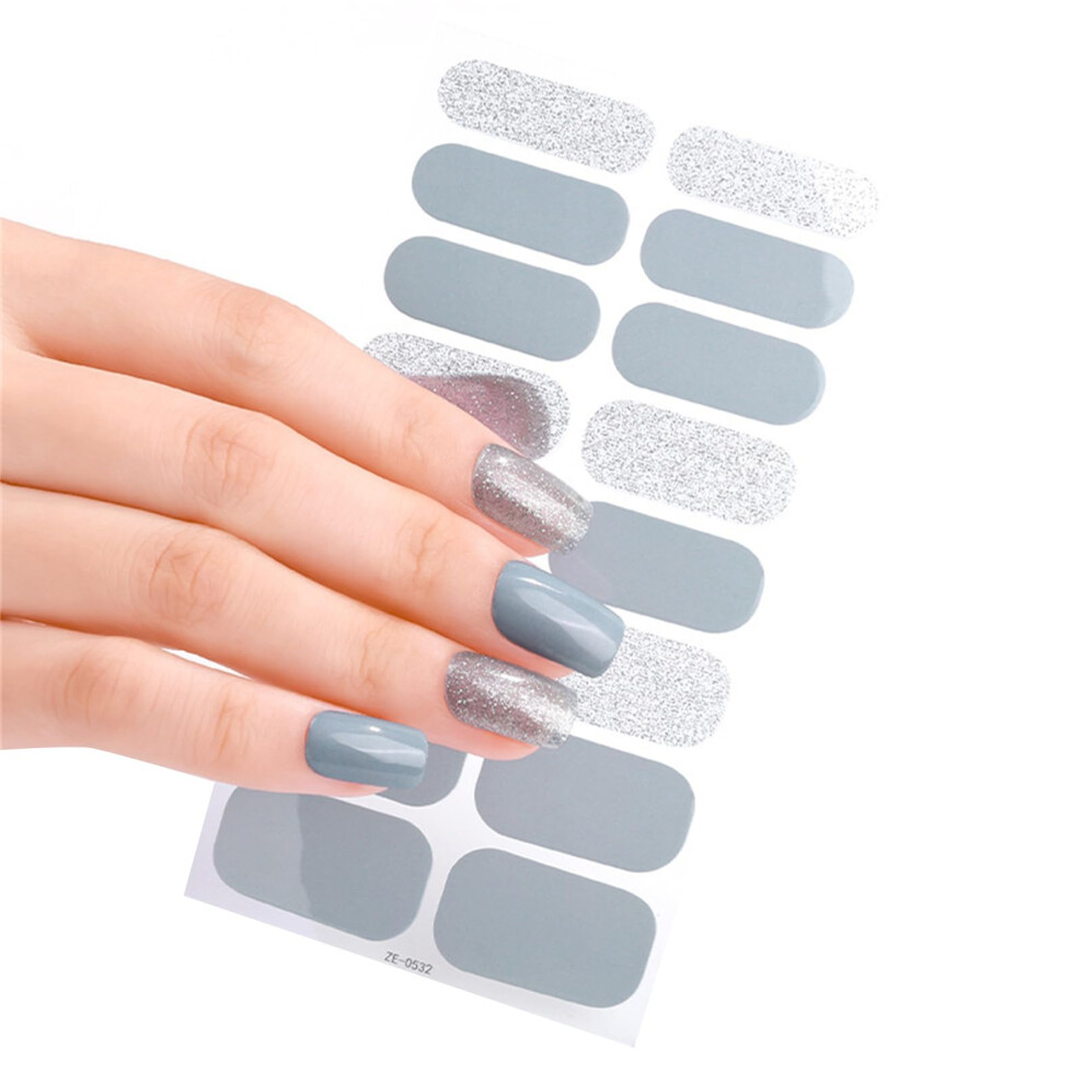 Long Lasting French Nail Stickers 16pcs Waterproof UV Cured Manicure Strips for Easy Application