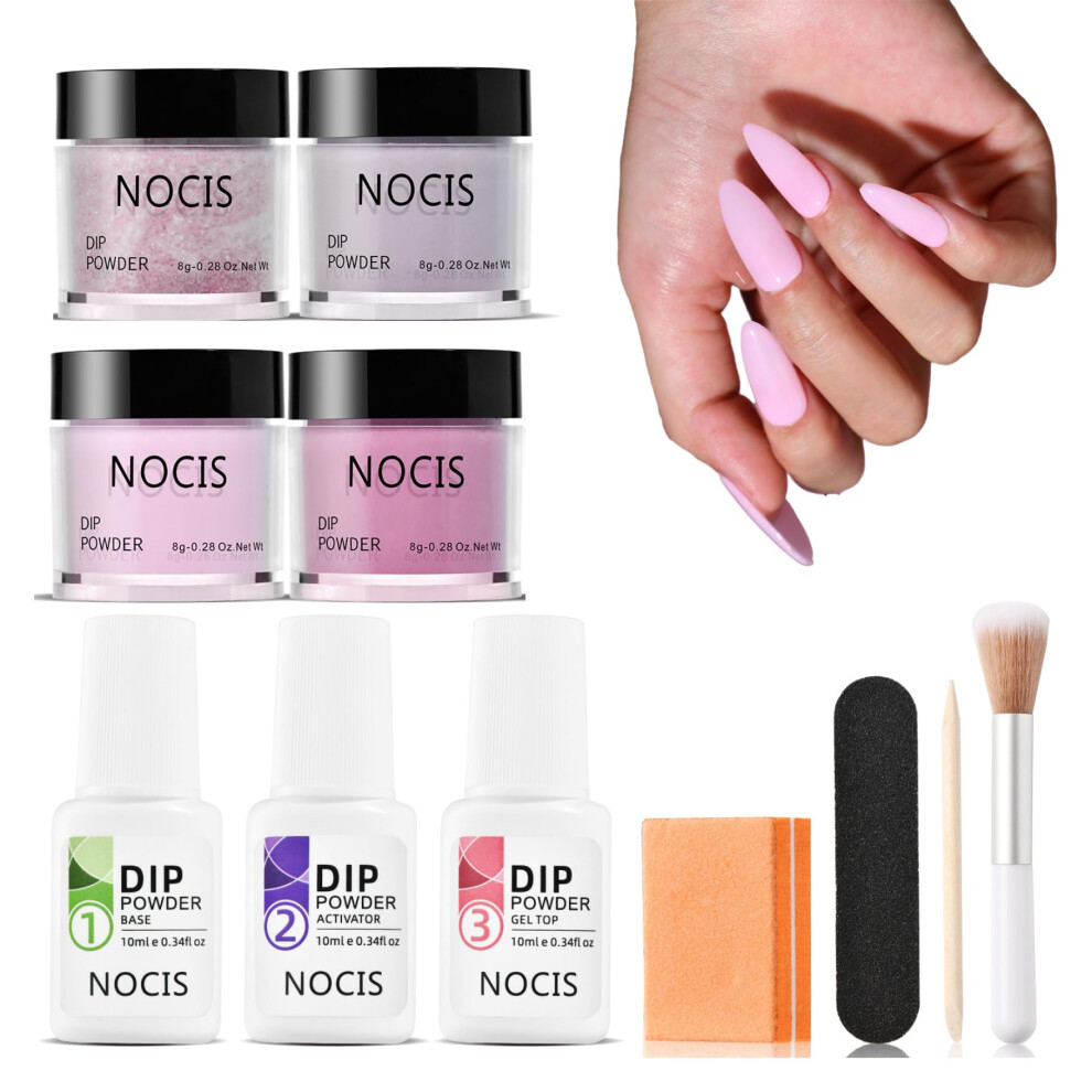 Dip Powder Nail Kit with 4 Colors, Complete Starter Set with Base  Coat Activator for Salon Quality Manicure