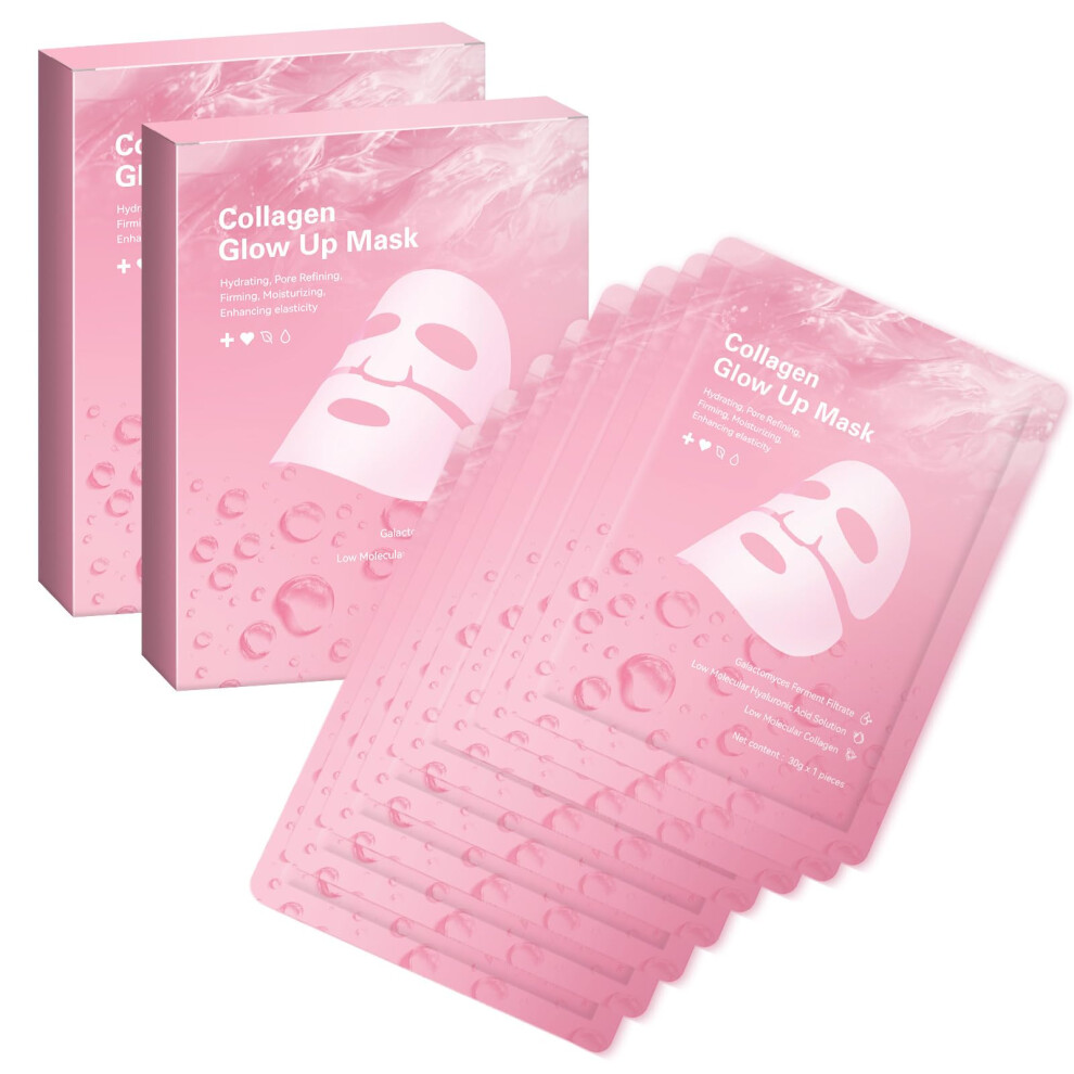 Collagen Face Mask Overnight Hydrating Hydrogel with Hyaluronic Acid for Wrinkle Smoothing and Firming Skin (2 Box, 8 pcs)