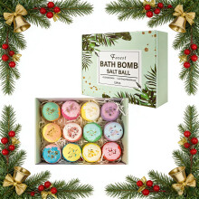 Bath Bomb Gift Set Christmas 12 Organic Fizzy Aromatherapy for Dry Skin Deep Hydration NoStain