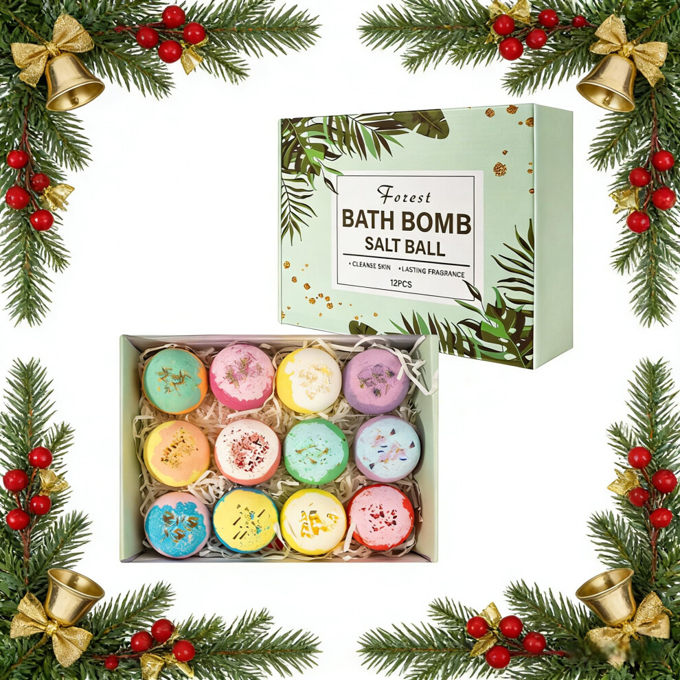Green Bath Bomb Gift Set Christmas 12 Organic Fizzy Aromatherapy For Dry Skin Deep Hydration Nostain