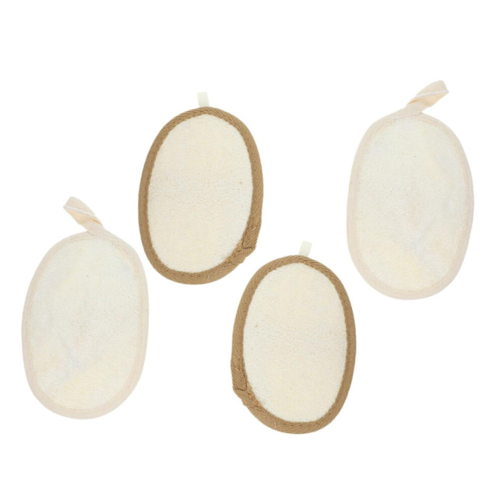 Beige 4Pcs Loofah Body Scrubber Pads For Gentle Exfoliation And Deep Cleansing
