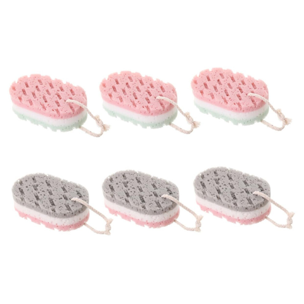 Bath Sponge Set with Gentle Exfoliation, Quick Drying Body Scrubber, 6pcs Multi Color Reusable