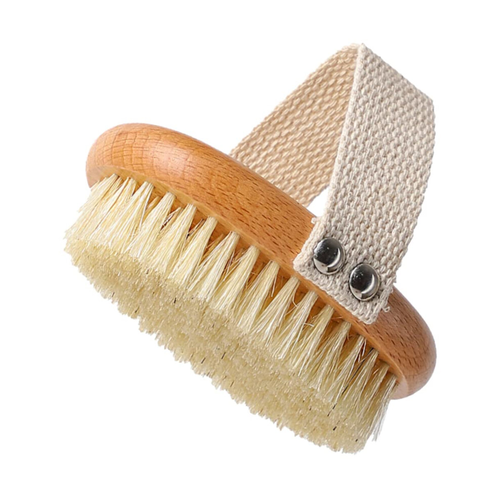 Boar Bristle Body Scrub Brush for Wet and Dry Skin Exfoliation and Massage, Handheld Ergonomic Design