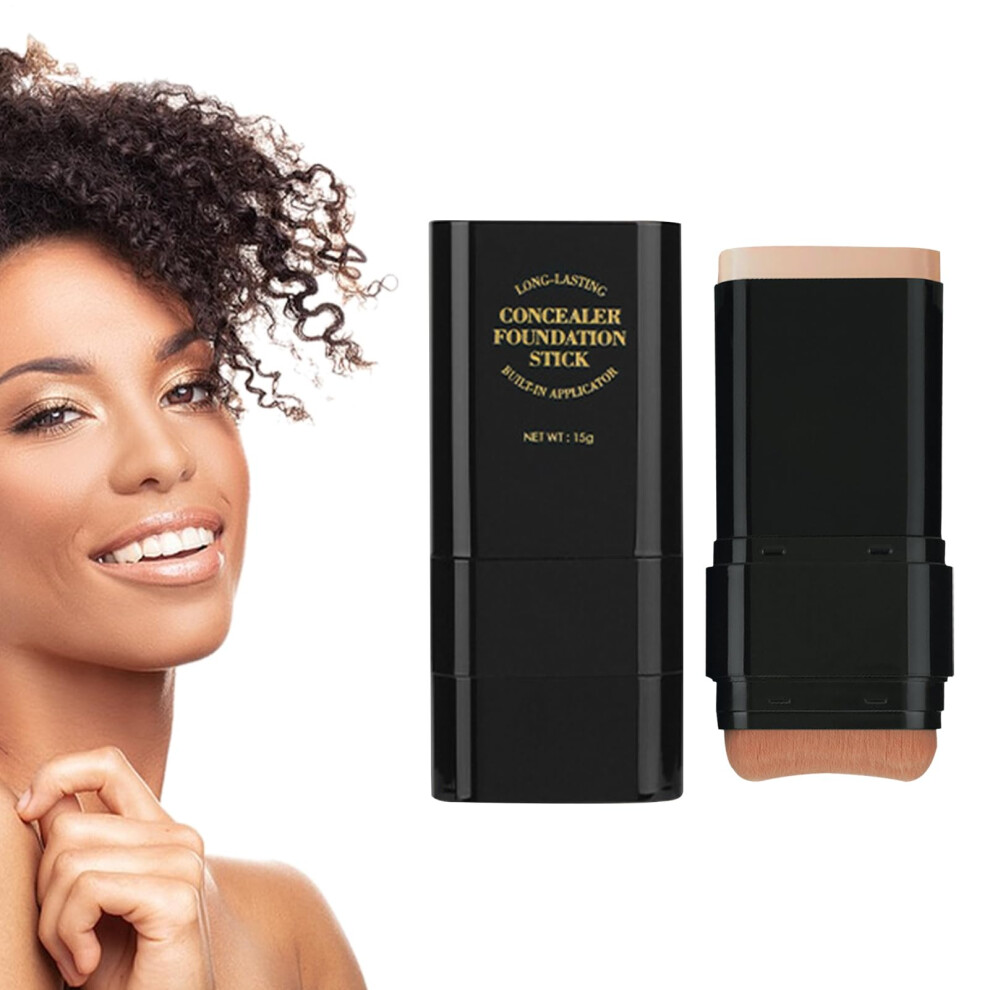 DualEnded Foundation Stick with Brush, LongLasting Moisturizing Concealer Stick for Women 15g
