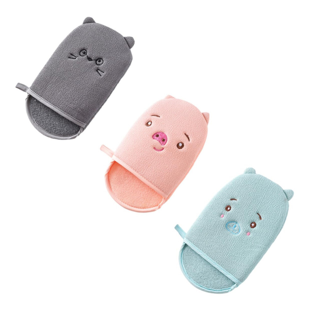 Shower Exfoliating Gloves and Bath Scrubber Mitt Set for Gentle Full Body Cleansing, 3pcs