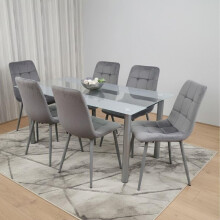 Dining Table and 6 Chairs Table With 6 Grey Chairs