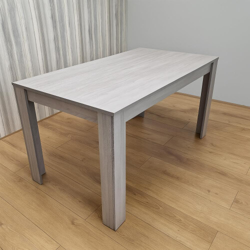 Dining Table Set with 6 White Faux Leather Chairs 1