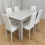 Dining Table Set with 6 White Faux Leather Chairs 1
