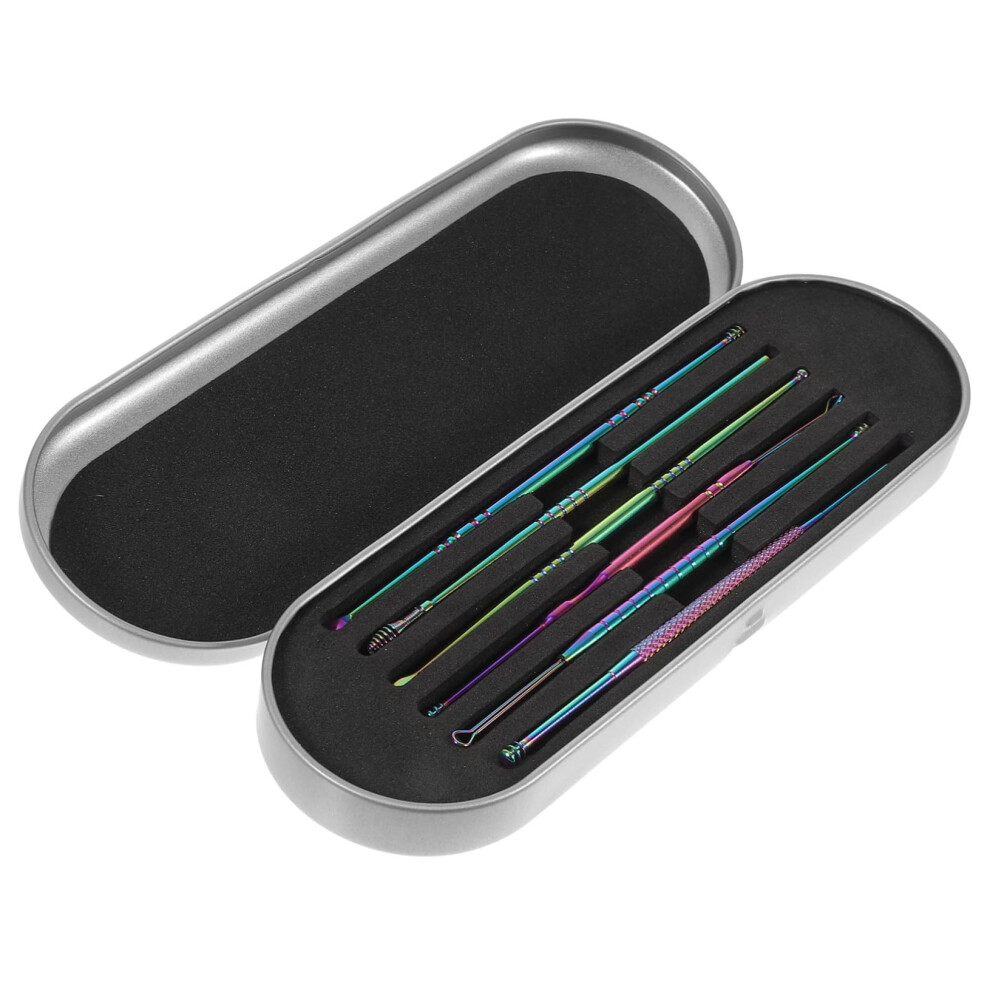 Ear Cleaning Kit Stainless Steel Ear Picks with Spiral and Spoon Tips, NonSlip Grip, Travel Size