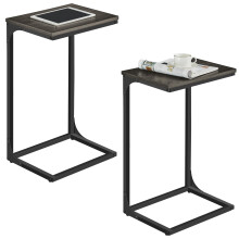 VASAGLE C-Shaped End Table, Set of 2, Side Table for Sofa, Couch Table with Metal Frame, Small TV Tray Table for Living Room, Bedroom, Ebonized Oak