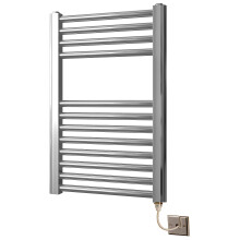 Greened House Electric 400 wide x 600 high Flat Chrome Towel Rail Bathroom Radiator (400mm W x 600mm H)