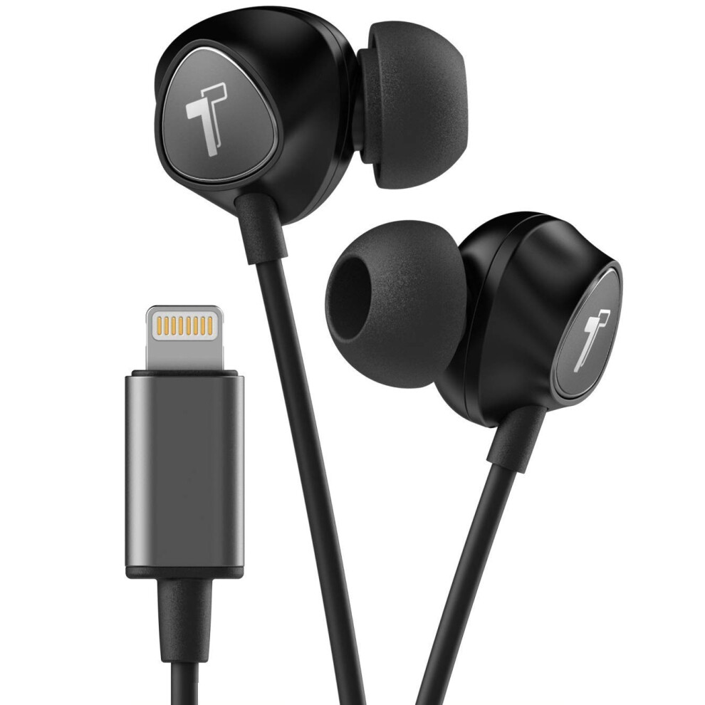 Thore Iphone Earphones (Mfi Apple Certified) In Ear Wired Earbuds With Lightning Connector (Inline Volume And Mic) (Black) Black 811700035649