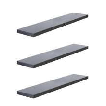3pc High Gloss Floating Shelves 110cm Long Invisible Mounting Decorative Wall Display Shiny Bathroom Living Room Bedroom Fixings Included [Grey]