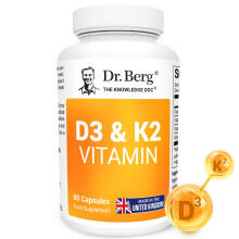 Dr. Berg Vitamin D3 K2 with MCT Powder - Includes 2,000 IUs of Vitamin D3 & 50 mcg MK7 Vitamin K2 - No Added Sugars, Maltodextrin or Corn Syrup - 60