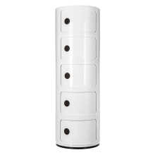 Costello Curvaso 5 TIER BATHROOM STORAGE UNIT BEDROOM ROUND CORNER ABS PLASTIC MULTI PURPOSE CABINET DRAWER HALLWAY (5 TIER ALL WHITE)
