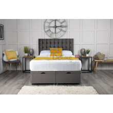 Comfy Deluxe LTD Plush Velvet Ottoman Divan Bed Side Lift Open Gas Lift Open With Cube Omega Headboard | Ottoman Divan Base And Headboard | Gas Lift